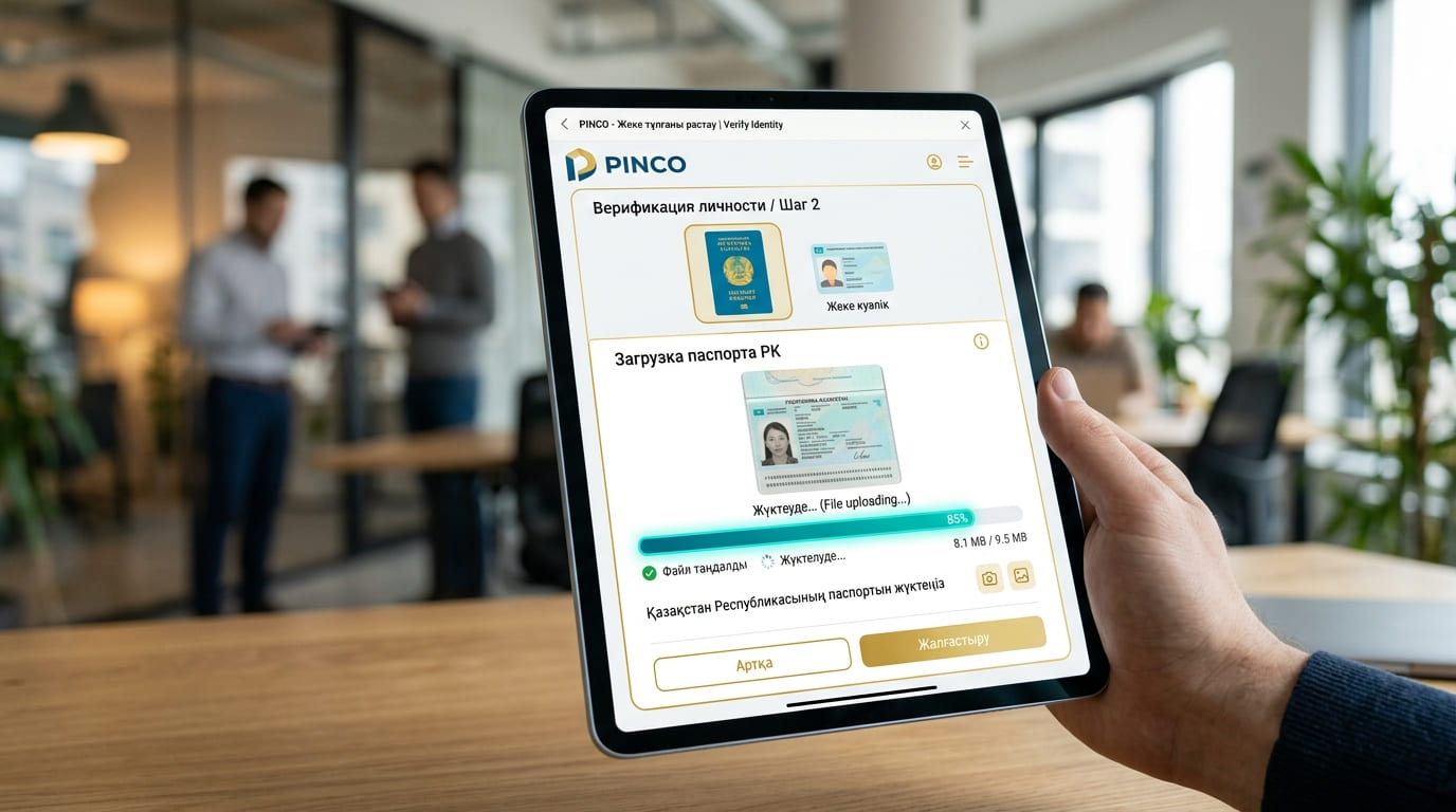 Форма загрузки паспорта РК в разделе верификации PINCO