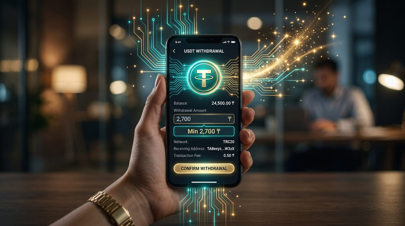 Касса вывода USDT с минимумом от 2 700 тенге